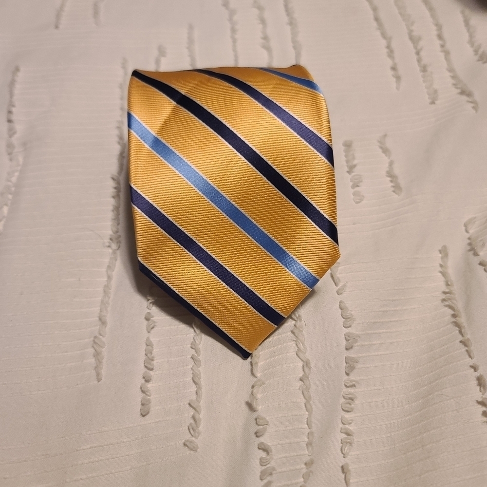 Stafford Yellow Blue Striped Neck Tie